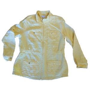 Christopher & Banks Women's Yellow Jacket, Zip Up, Pockets, Elastic Waist, Large